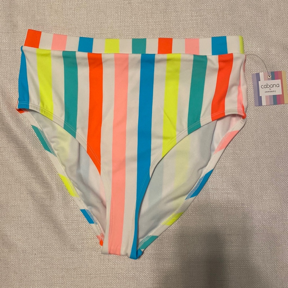 Cabana by Crown & Ivy swimsuit bottoms Size medium multi colored stripes